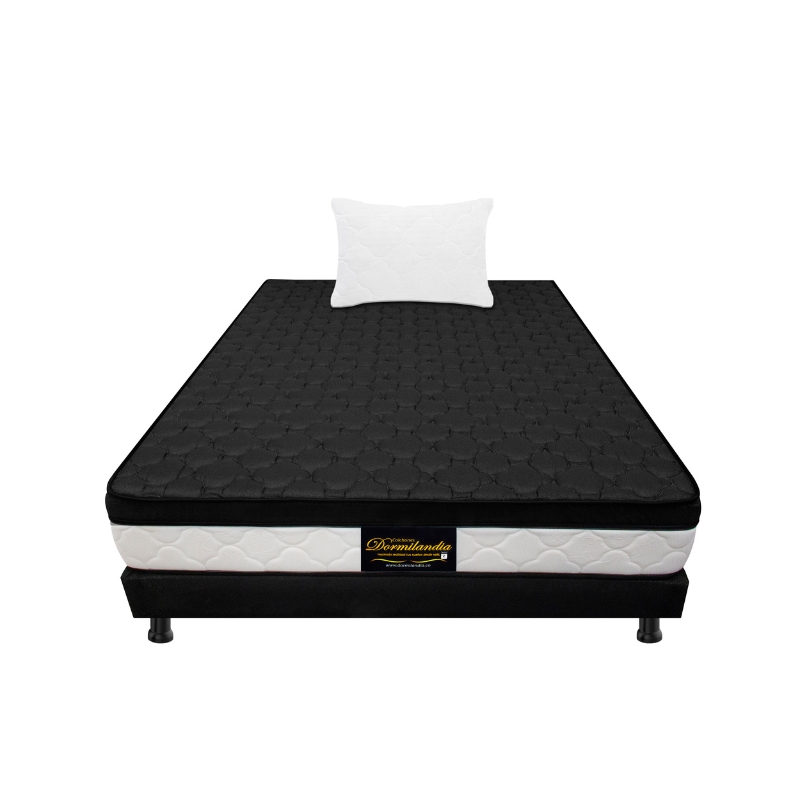 Colchón con Base Cama cama Semidoble Firmeza Media Ortopédico Resortado con  Doble Pillow Marshall 120 x 190 cm + Cabecero Dormilandia DORMILANDIA